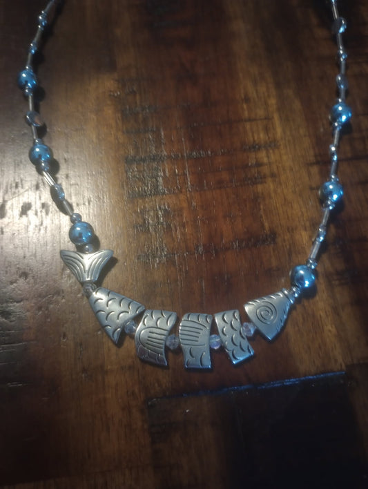 Silver Fish Statement Necklace