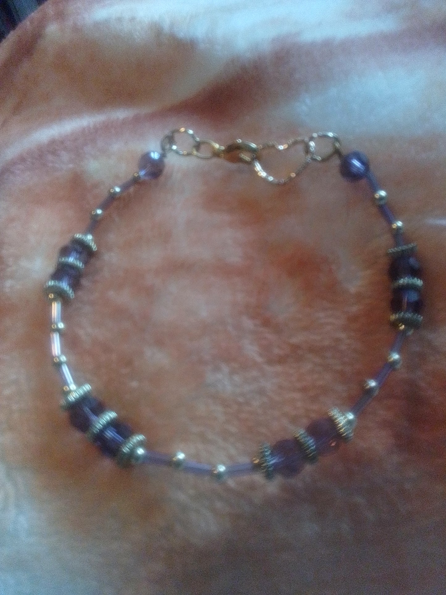 Purple Crystal Gold Metal Bracelet