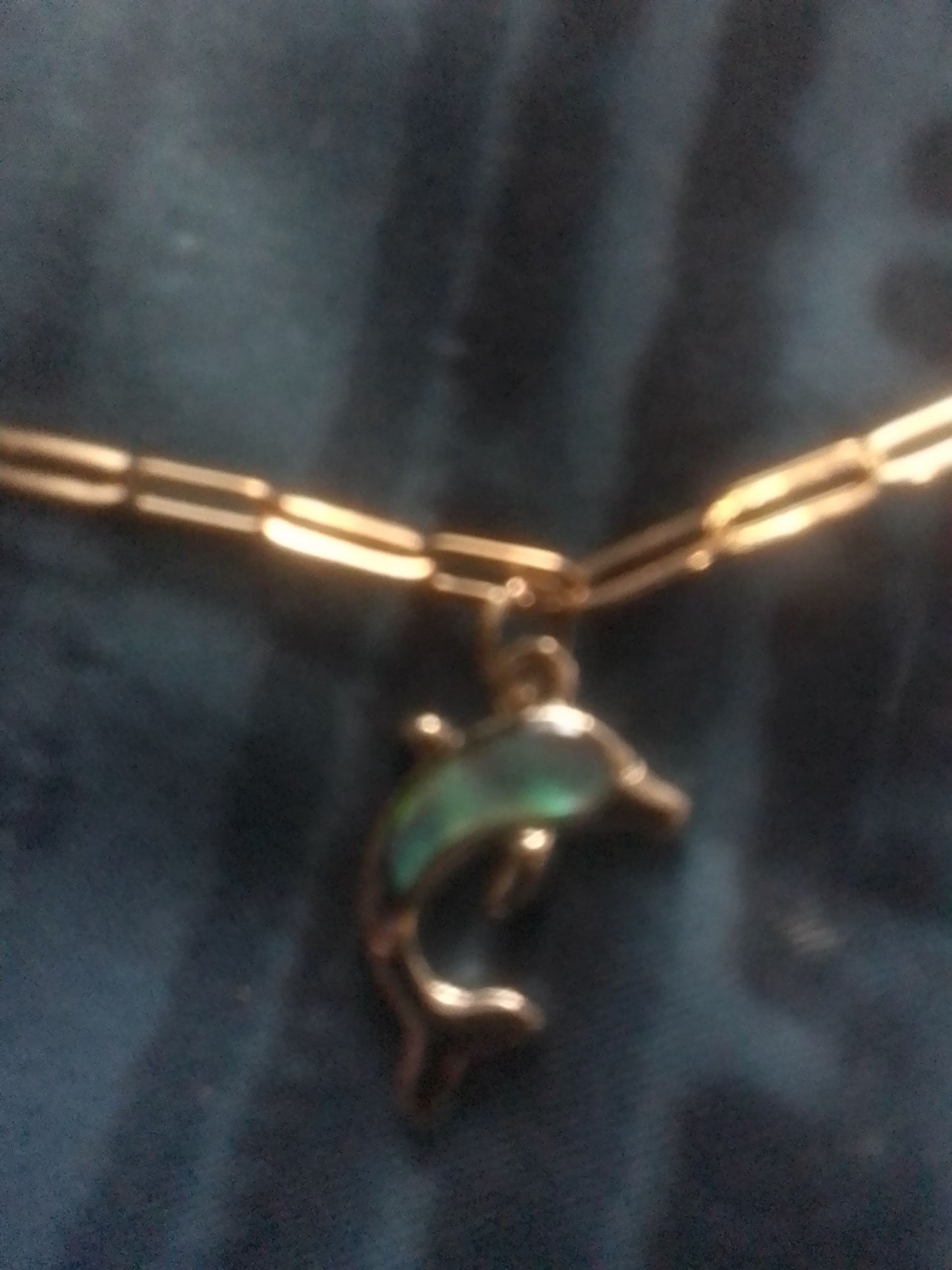 Gold Blue Dolphin Anklet