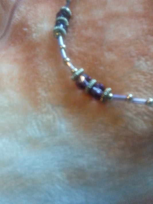 Purple Crystal Gold Metal Bracelet