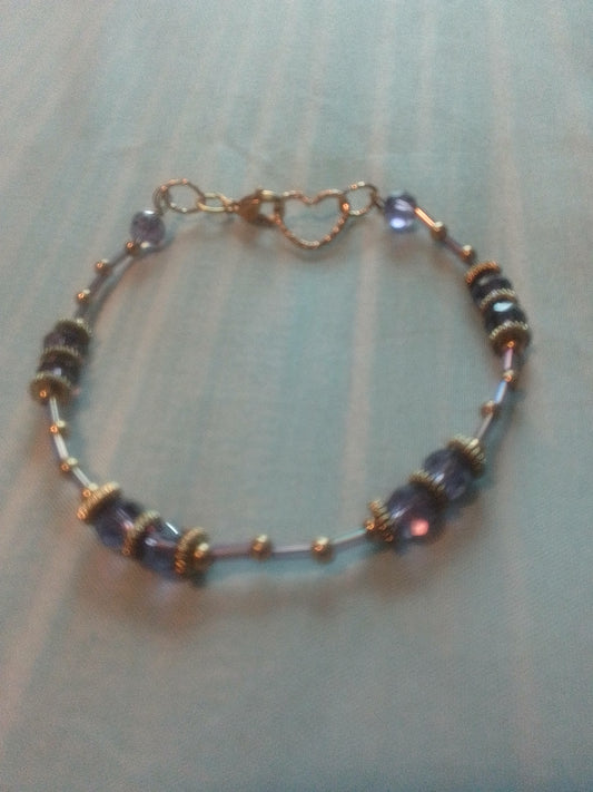 Purple Crystal Gold Metal Bracelet