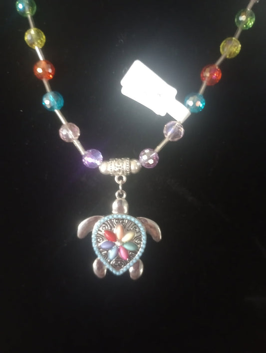 Multicolored Turtle Pendant Necklace